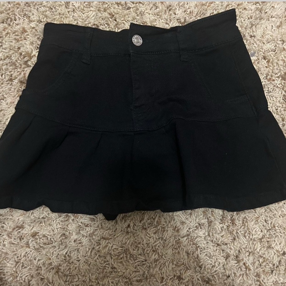 Black Denim Mini Skirt